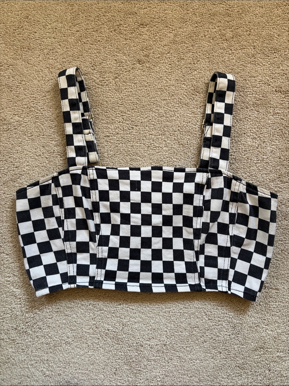 Current Mood Checkered Crop Top